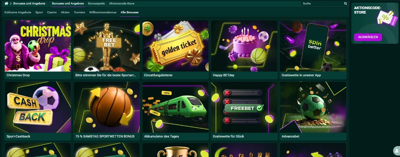 Spinbetter bonus code